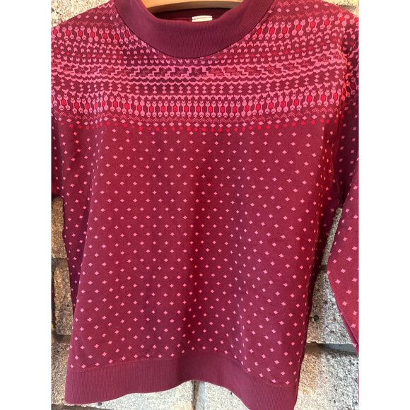 Fabletics Burgundy & Pink Fair Isle Knit Sweater Womens S Cotton/Nylon Blend Sof - Picture 2 of 7